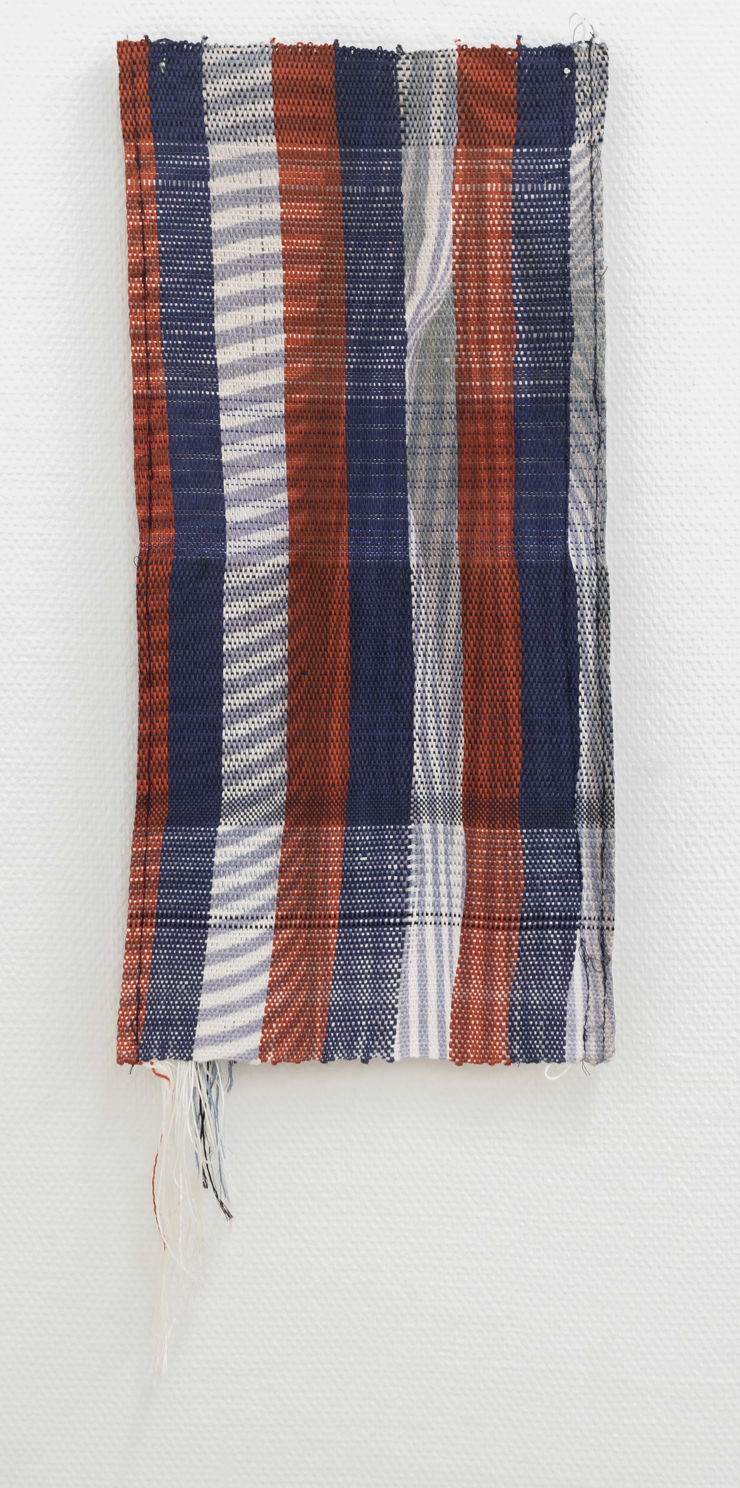 7. Marie Hazard - L’orange Bleue, 2018, hand-woven in paper, linen, digital print sublimation, 31 x 63 cm,