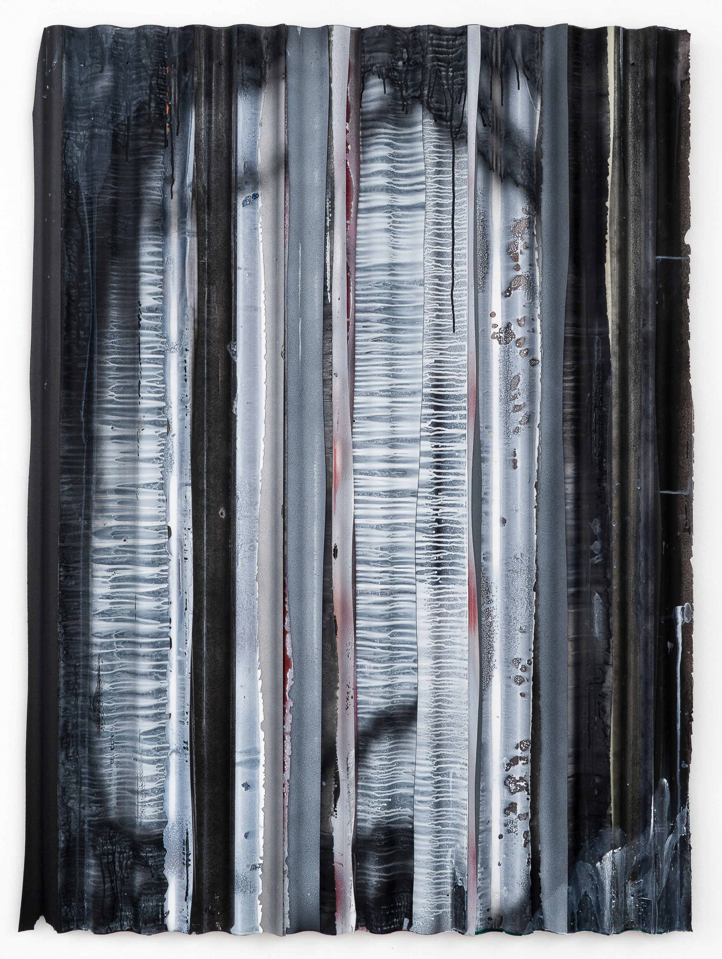 3. Nils Bleibtreu – Wie Schön Der Morgen Mit Dir, 2018, Car paint, metal and polyester screwed on aluminium profiles, 150 cm x 112 cm,
