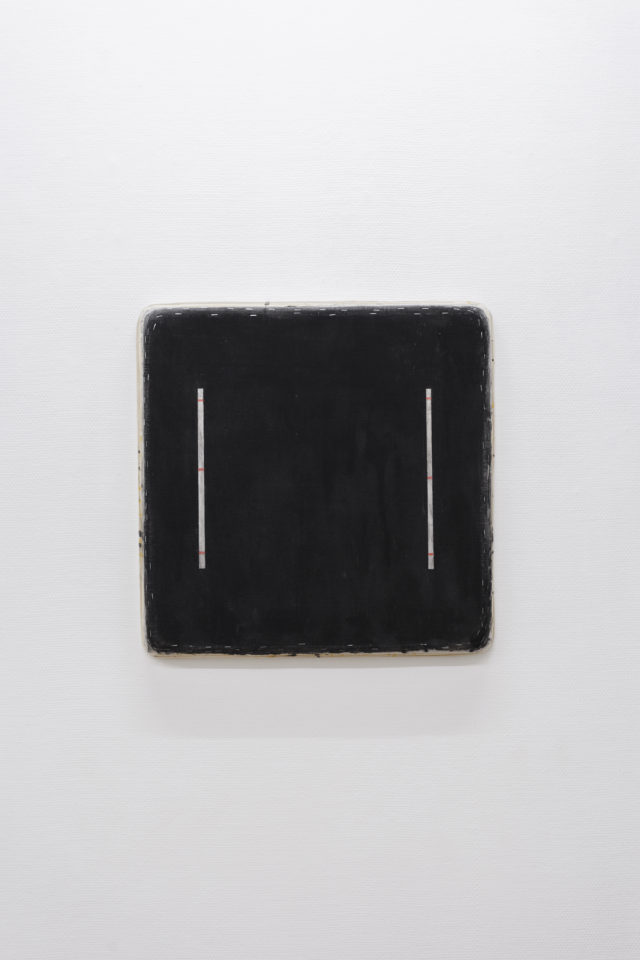 Otis Jones Black Square with 8 Lines, 2016, / 24”x24”x3”