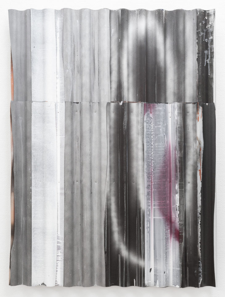 4. Nils Bleibtreu - Liturg, 2018, Car paint, metal and polyester screwed on aluminium profiles, 112,5 cm x 86 cm,