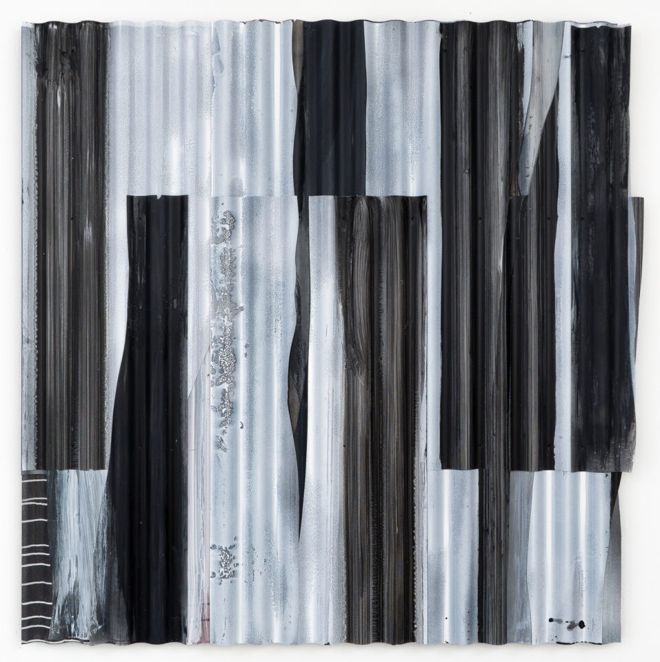 2. Nils Bleibtreu – About Aquatic Ape Theor y, 2018, Car paint, metal and polyester screwed on aluminium profiles, 138,5 cm x 139 cm,