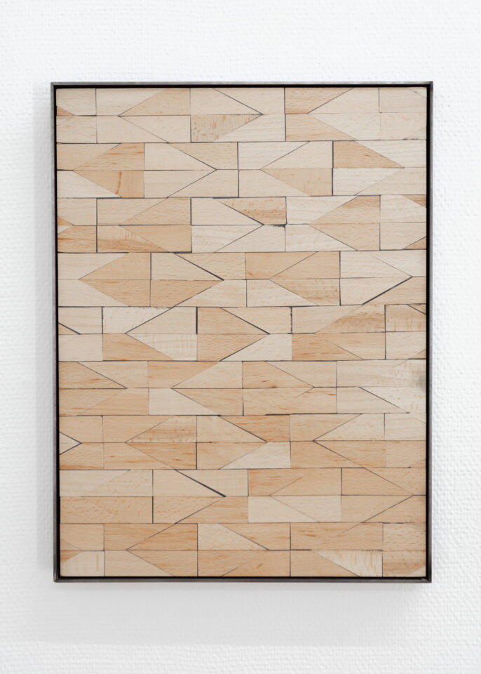 1 Floor 1_45,7 x 34,7 cm_wodden wedges on hdf steel framed _2019 frank moll