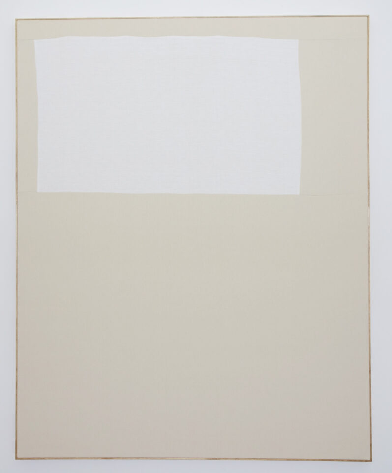 Ethan Cook - Untitled, 2017  Hand woven cotton canvas, and canvas in artist's frame - 70x56 Inch. Not For Sale - Private Collection