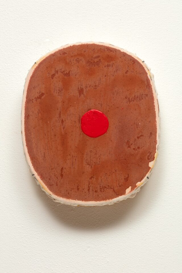 9: Otis Jones - Brown With Red Circle - Acrylic on Canvas - 14 1⁄4” x 12 1⁄4” x 3 1/8” - 2019