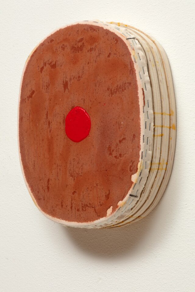 8: Otis Jones - Brown With Red Circle - Acrylic on Canvas - 14 1⁄4” x 12 1⁄4” x 3 1/8” - 2019
