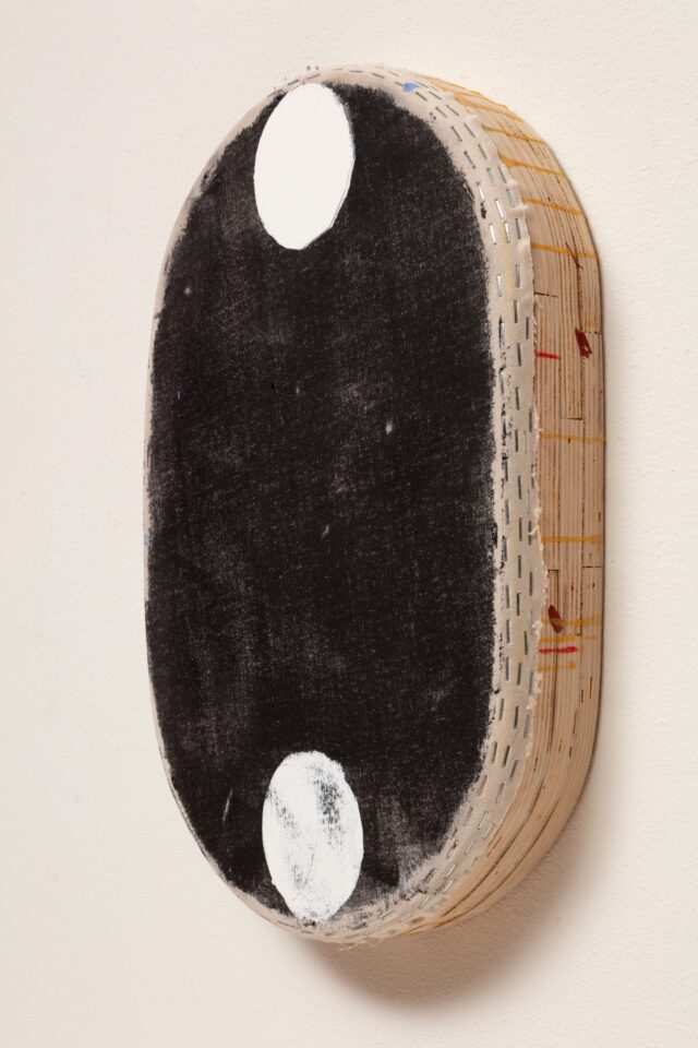 8: Otis Jones - Oval with Two White Circles - Acr ylic on Canvas 20 1⁄4” x 14 1⁄4” x 2 3⁄4” 2019