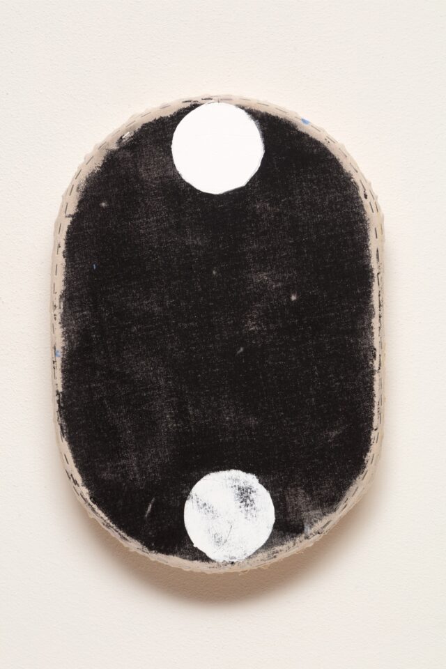 8: Otis Jones - Oval with Two White Circles - Acrylic on Canvas 20 1⁄4” x 14 1⁄4” x 2 3⁄4” 2019