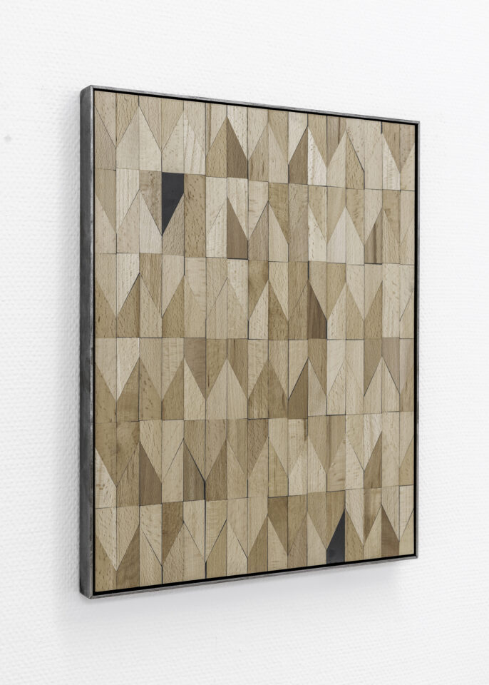 11 Frank Moll _ Unt. floor 7 _ 39,3 x 50 cm. wooden wedges on hdf steel framed _ 2019