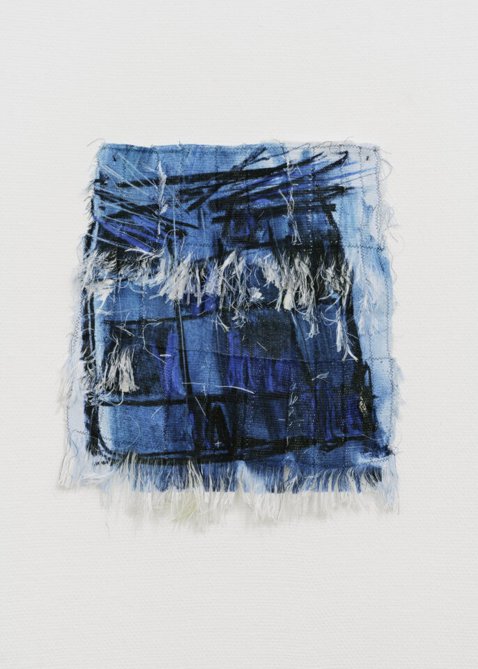 8 Marie Hazard_«rayons bleus»_Hand woven in paper_polyester and digital print_ 2020_ 54x45cm