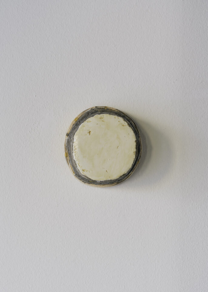 1 Otis Jones - UT Beige, 2021 Acrylic on linen on wood 12CM x 12CM x 7.5CM