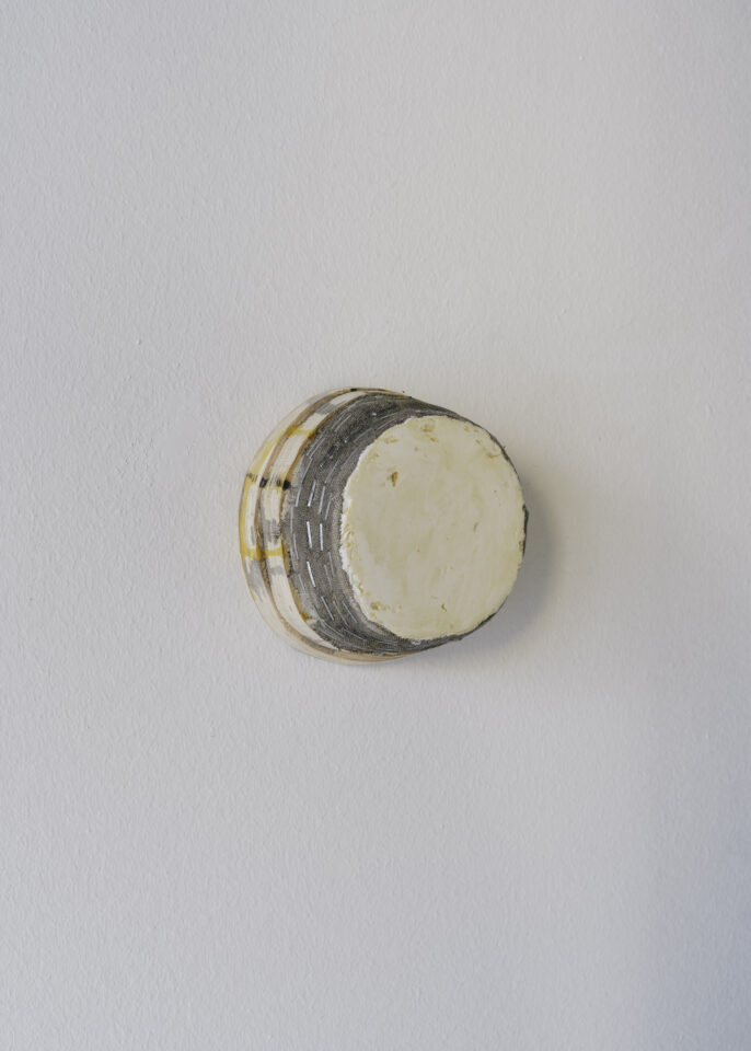 2 Otis Jones - UT Beige, 2021 Acrylic on linen on wood 12CM x 12CM x 7.5CM