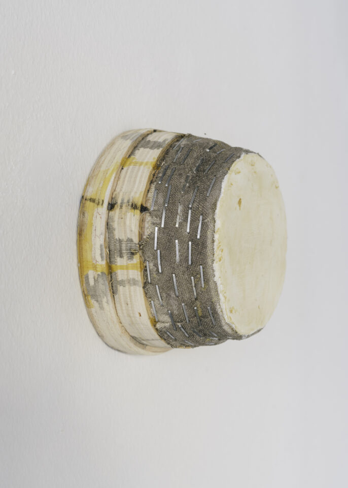 4 Otis Jones - UT Beige, 2021 Acrylic on linen on wood 12CM x 12CM x 7.5CM
