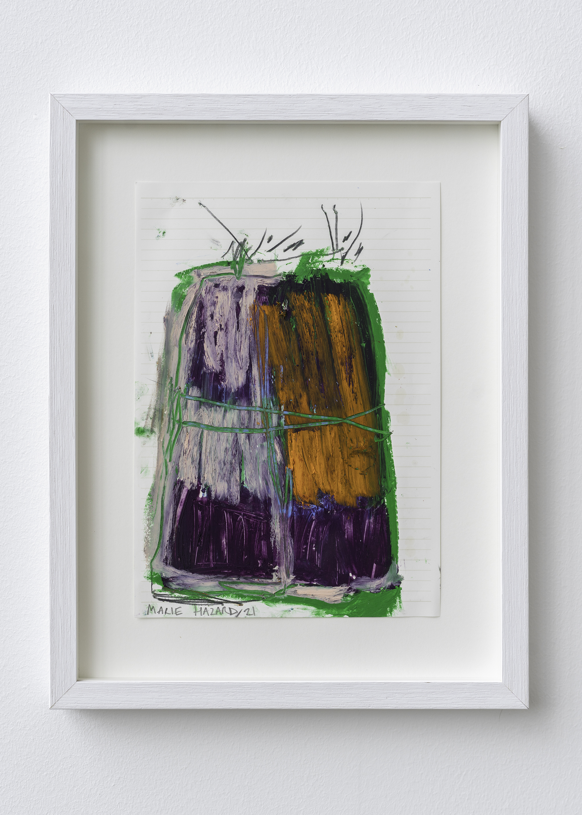 1. Marie Hazard 2021 Oil sticks on paper Unique 24x16.5 2021