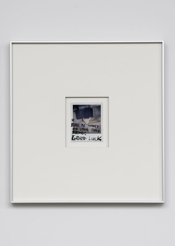 8. Richie Culver "Polaroid Bags of money" Acrylic on Polaroid 2021
