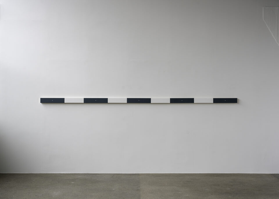 Matthew Feyld Untitled, 2020-2021 acrylic and pigments on canvas over nine panels 4x164 inches (10,16 x 416,56 cm) five panels 4x20 inches four panels 4x16 inches