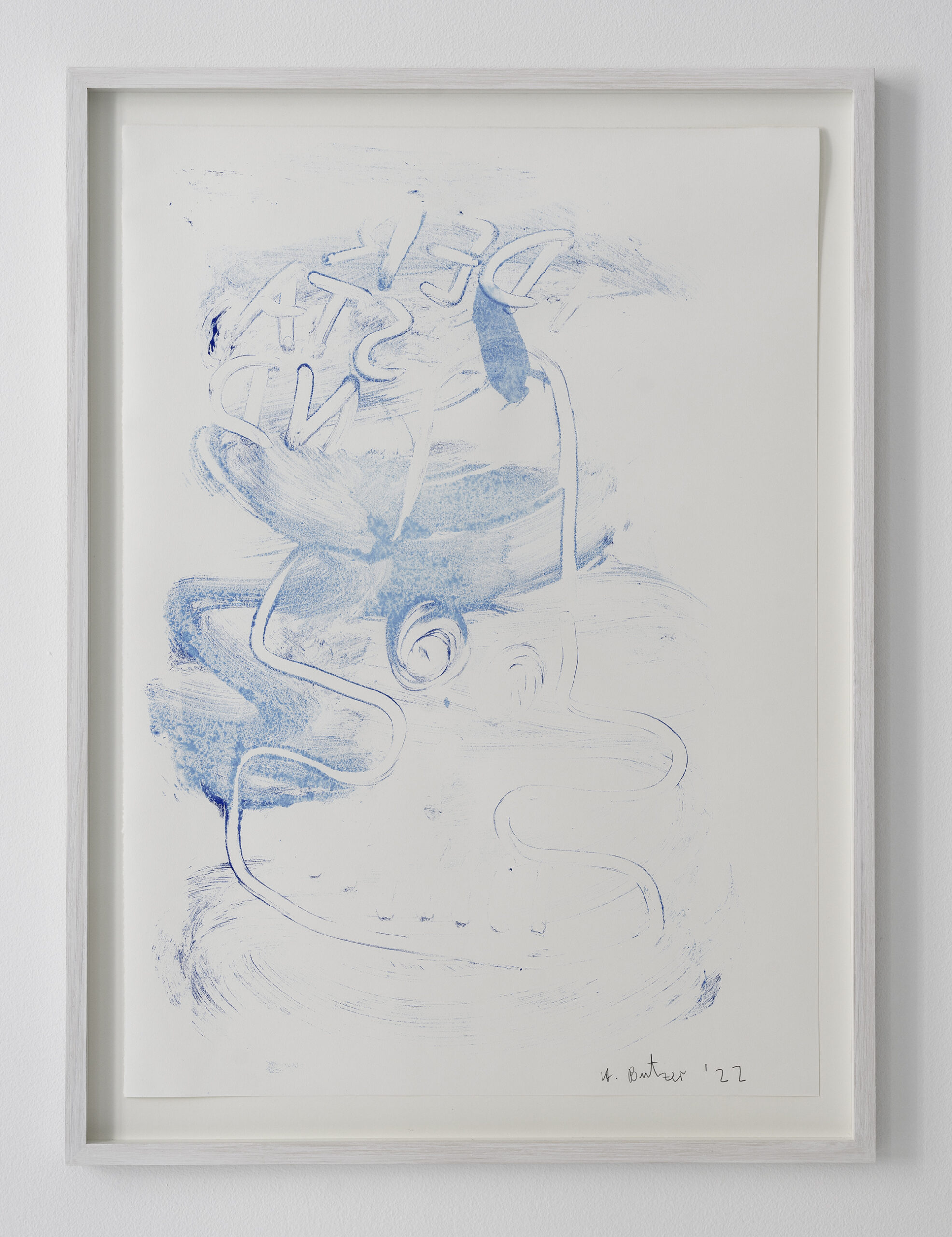 ANDRE BUTZER UNTITLED (WIDERSTAND), 2022 MONOTYPE ON ZERKALL ALT BERN 150 G ARTIST PRINT 69 CM X 49,5 / 27.1 × 19.4 IN. UNIQUE