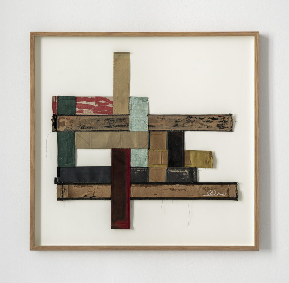 1. Samuel Levi Jones Withdrawn, 2022 Law book and newspaper spines Approximately: 24 x 24 in (61 x 61 cm) (GL15623)