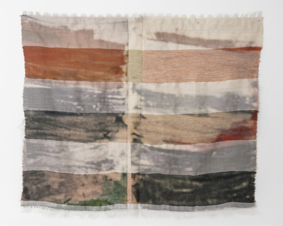 Marie Hazard “Cosme” 2022 200x168 cm Hand woven in paper, linen and polyester , digital printing