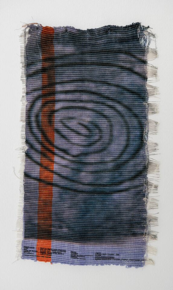 13. Marie Hazard Purple vortex 63x35cm. - 2022 Hand woven in paper and polyester, Pleat and print digital.