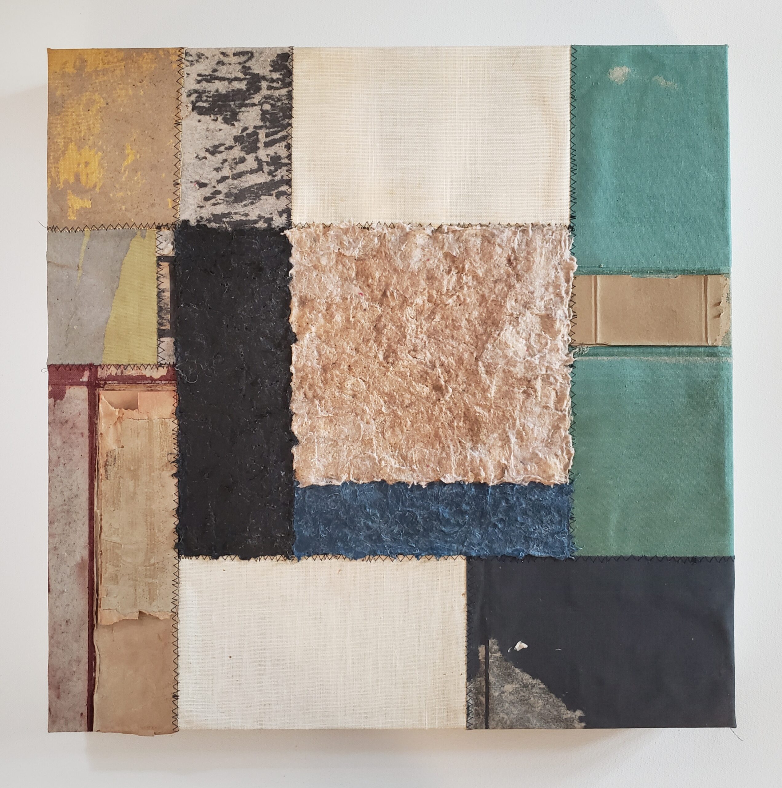 8. SAMUEL LEVI JONES Grounded, 2022 Deconstructed and pulped US flag, law books, and medical books on canvas 20 x 20 in (50.8 x 50.8 cm) (GL15617)