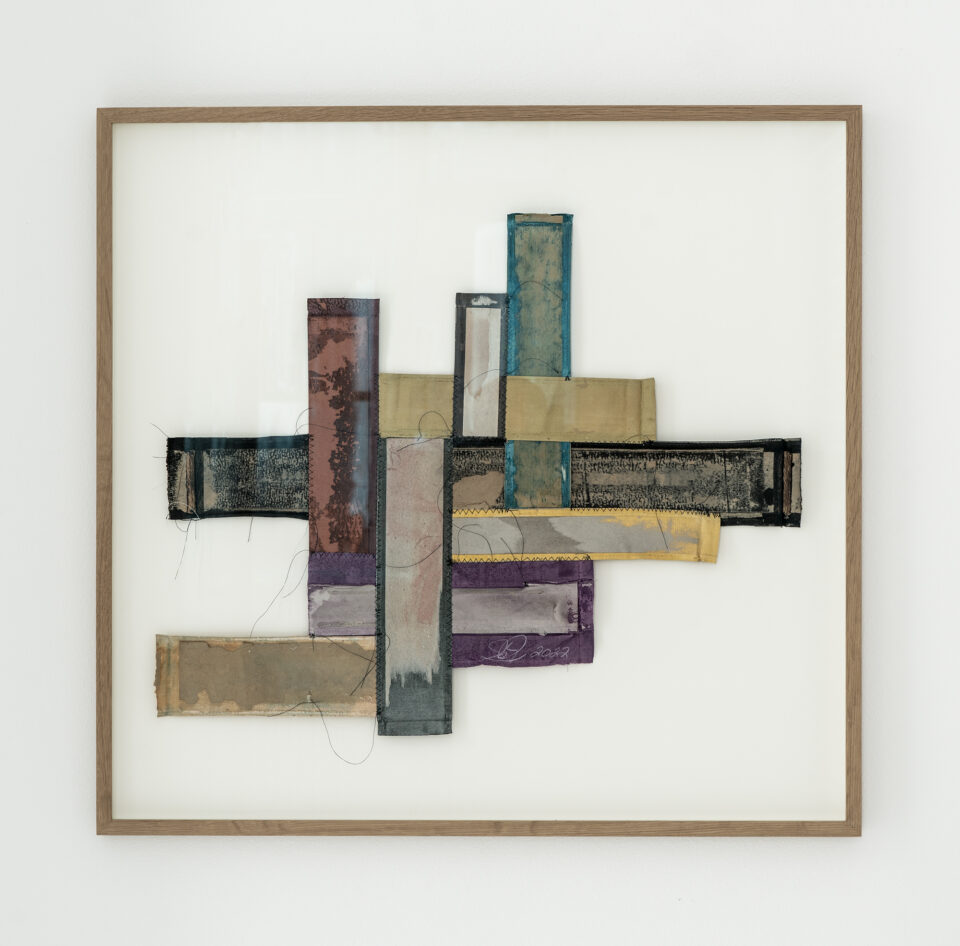 6. Samuel Levi Jones Placebo, 2022 Law book and medical book spines Approximately: 24 x 24 in (61 x 61 cm) (GL15625)