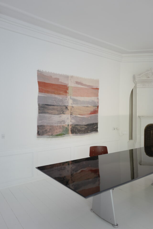 Marie Hazard “Cosme” 2022 200x168 cm Hand woven in paper, linen and polyester , digital printing