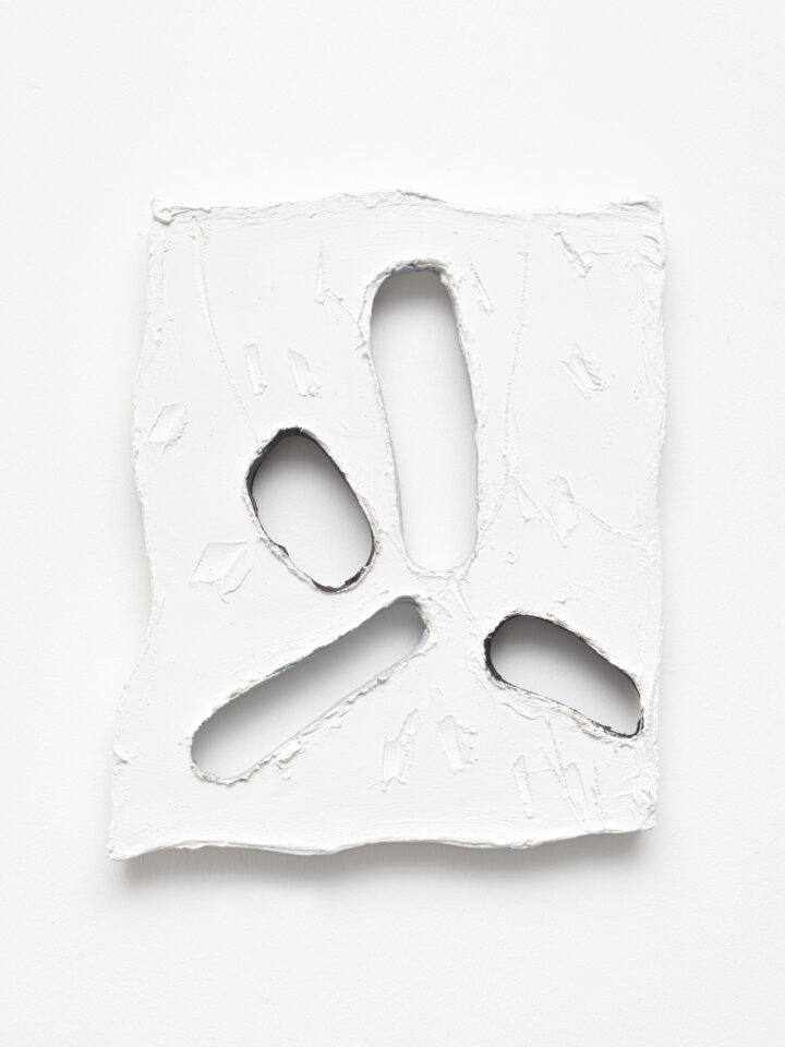 5. Untitled, 2022, spatula, acrylic, ink, cotton on wood, 50,0 x 40,0 x 2,2 cm / 19.7 x 15.7 x 0.9 in.