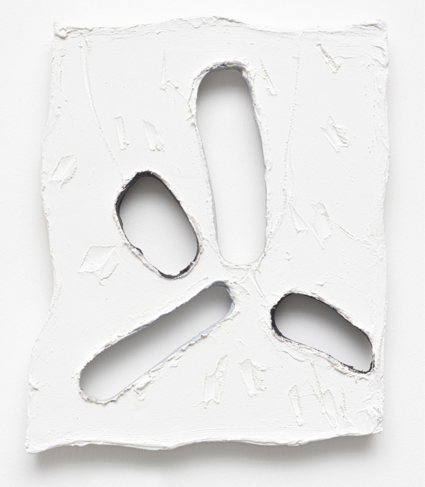 Untitled, 2022, spatula, acrylic, ink, cotton on wood, 50,0 x 40,0 x 2,2 cm / 19.7 x 15.7 x 0.9 in.
