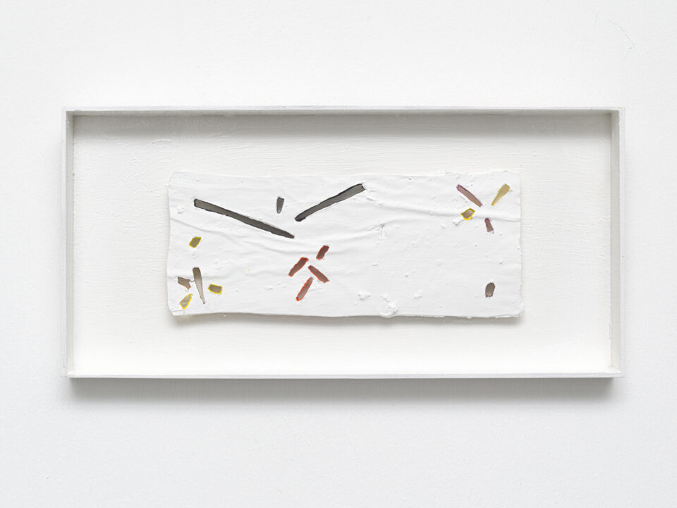 Maquetta 28, 2022, ink, sand, acrylic on paper, 19,0 x 39,0 x 3,0 cm / 7.4 x 15.4 x 1.2 in.