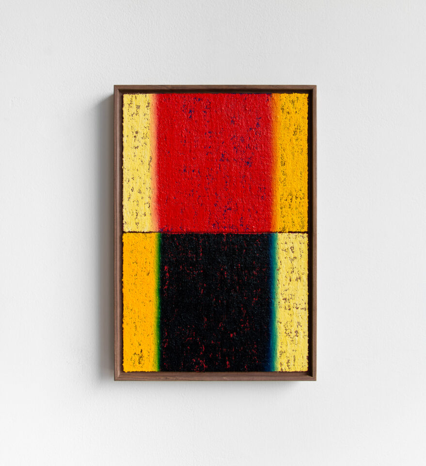 Johnny Abrahams 12x18 inches and oil stick on hessian over panel 2023 Sundays Gallery