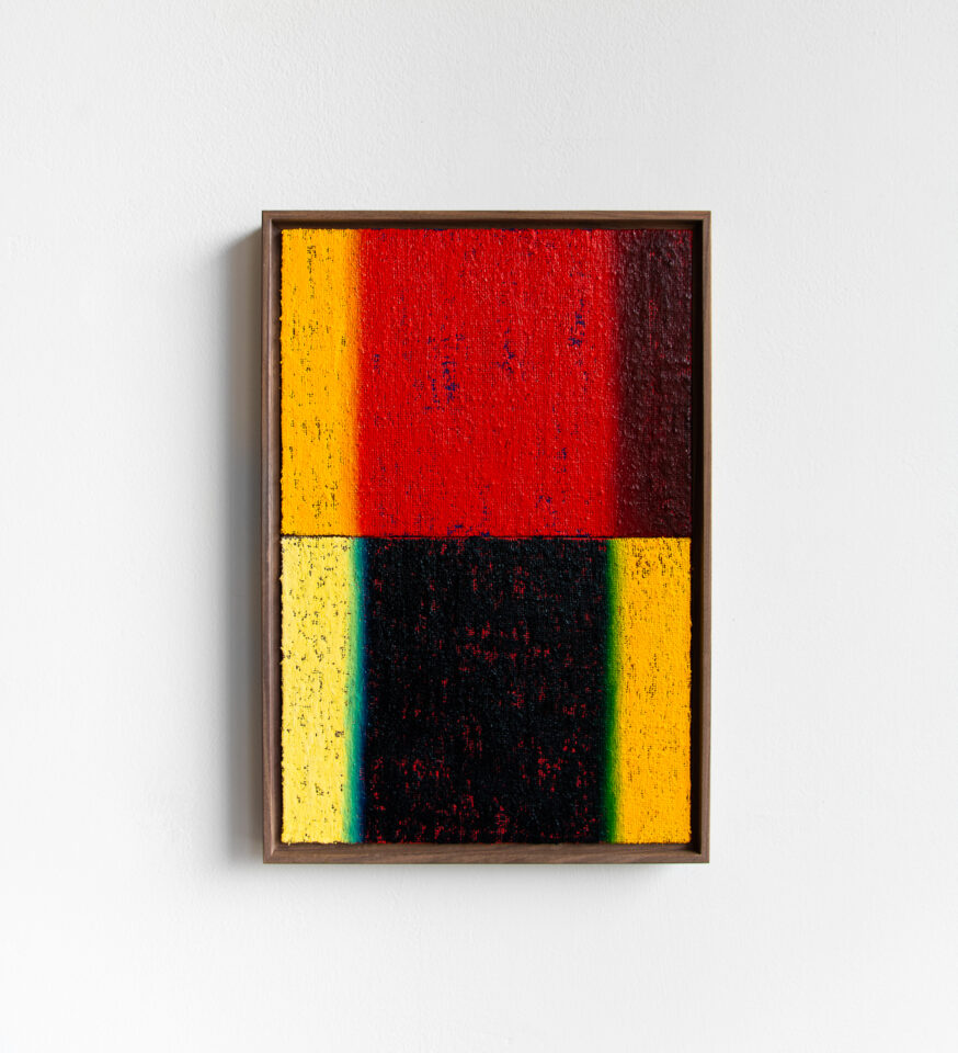 Johnny Abrahams 12x18 inches and oil stick on hessian over panel 2023 Sundays Gallery