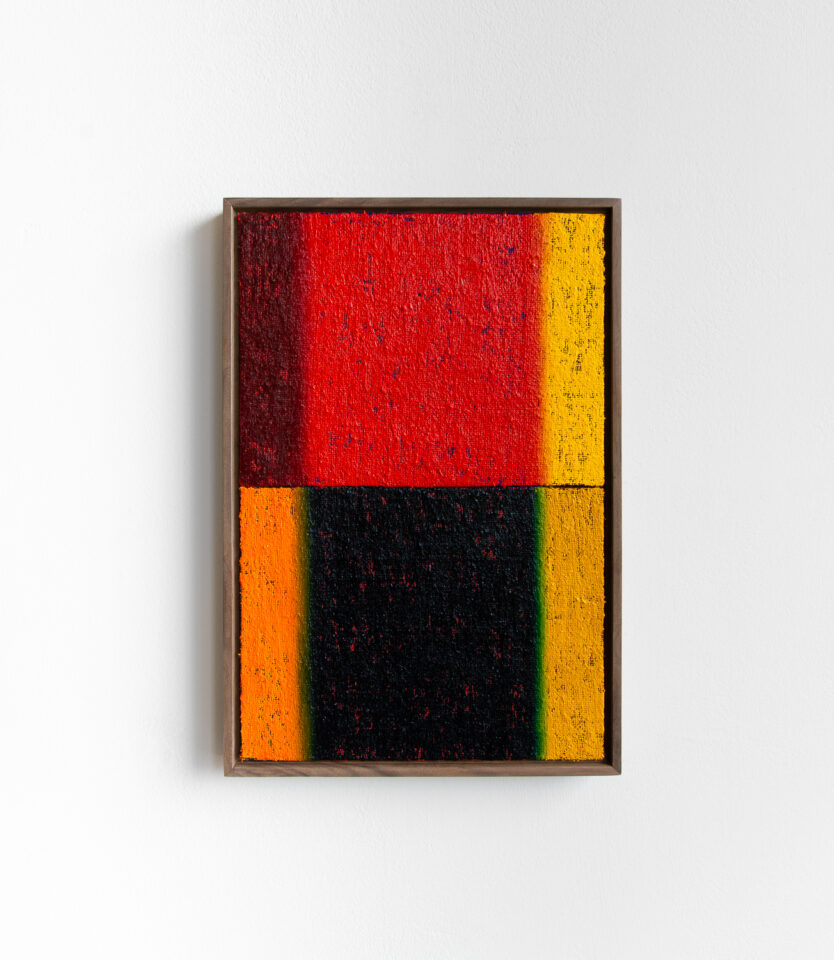 Johnny Abrahams 12x18 inches and oil stick on hessian over panel 2023 Sundays Gallery
