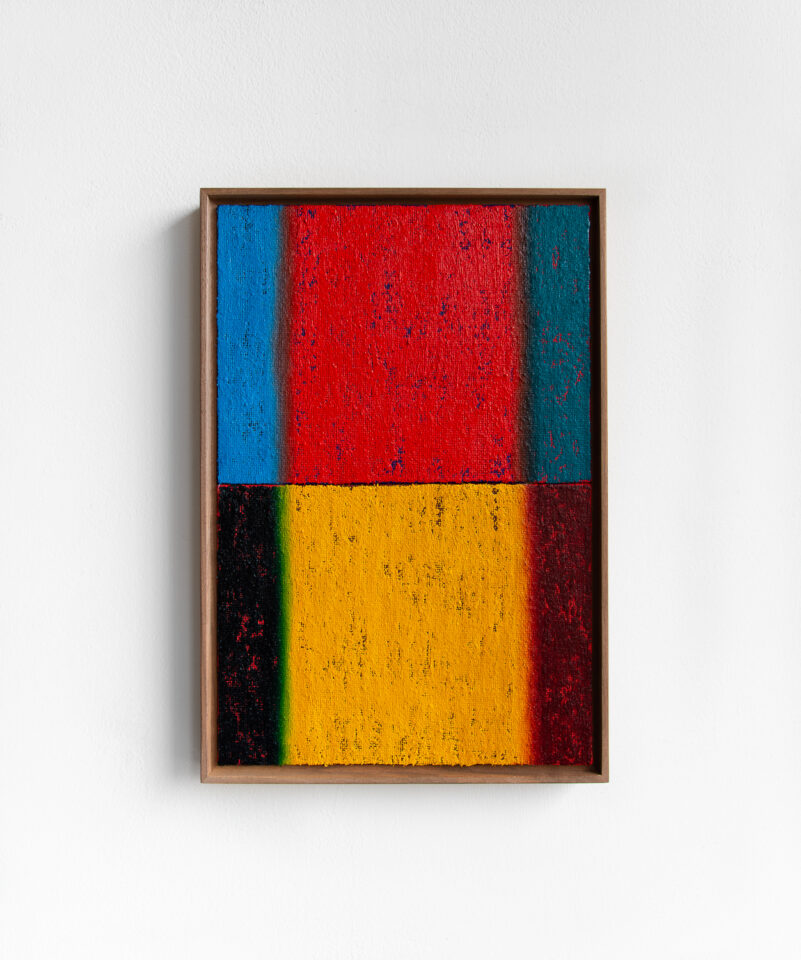 Johnny Abrahams 12x18 inches and oil stick on hessian over panel 2023 Sundays Gallery