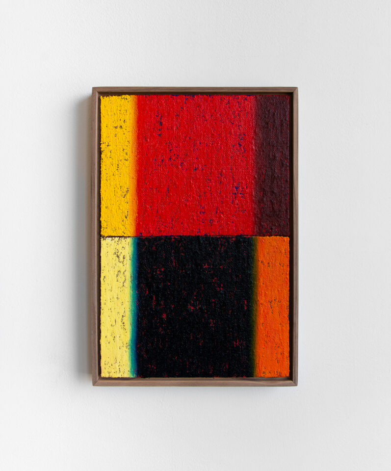 Johnny Abrahams 12x18 inches and oil stick on hessian over panel 2023 Sundays Gallery
