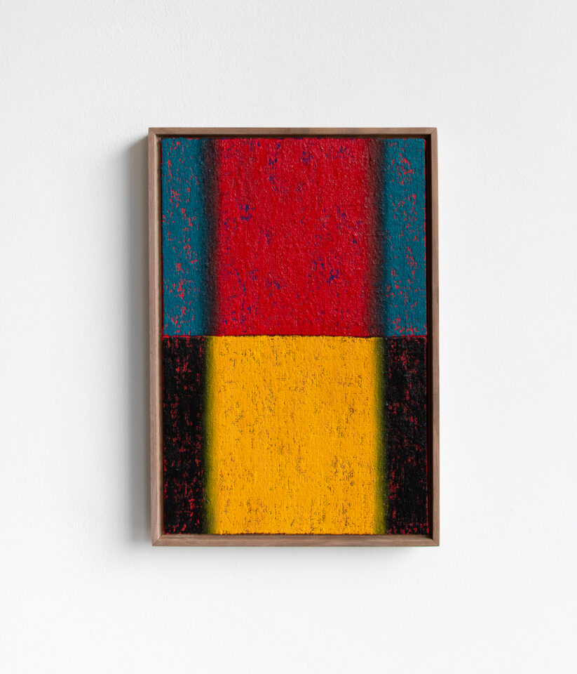 Johnny Abrahams 12x18 inches and oil stick on hessian over panel 2023 Sundays Gallery