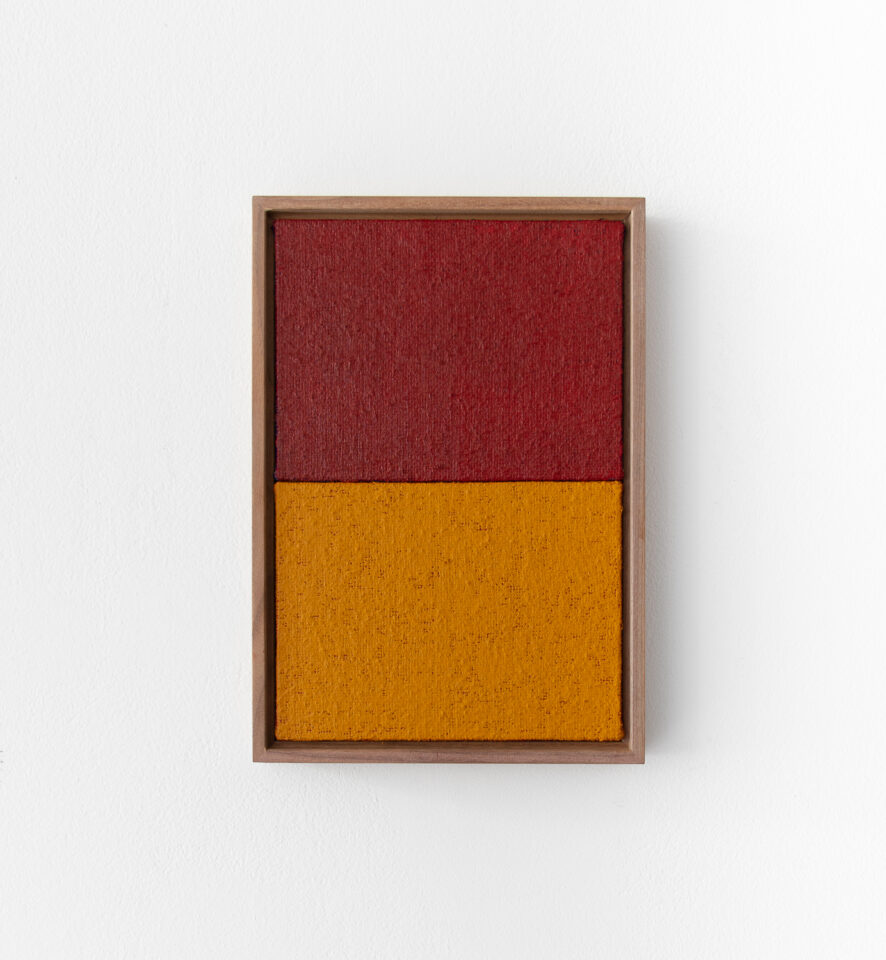 9. Johnny Abrahams. Acrylic on hessian over panel. 8x12” - 20,32 Cm X 30,48 Cm (walnut frame)